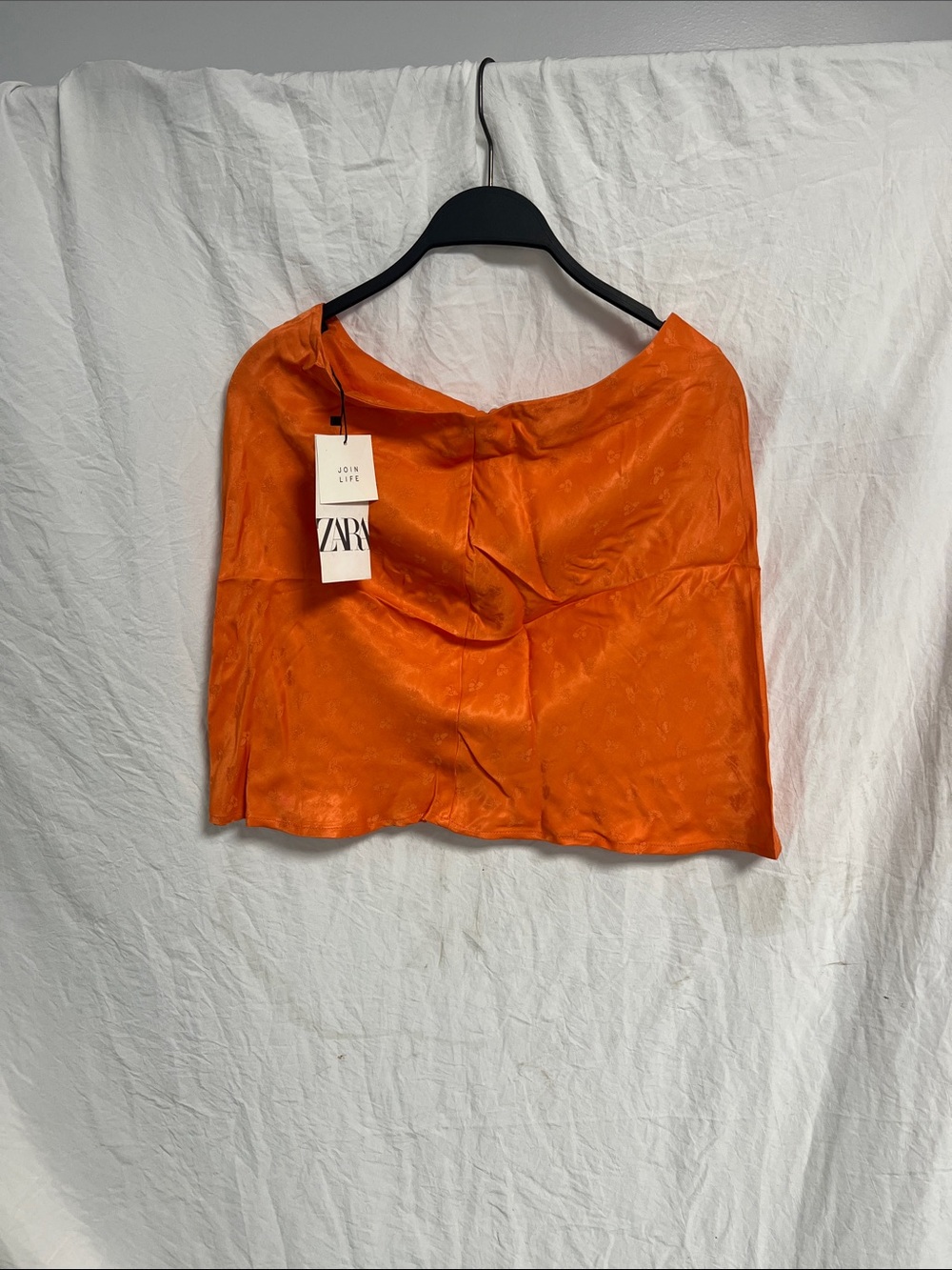 ZARA Orange Satin Jacquard Mini Skirt